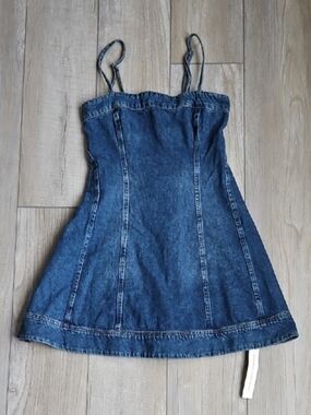 ReformationDenim A-Line Spaghetti Strap Mini Dress - Blue New